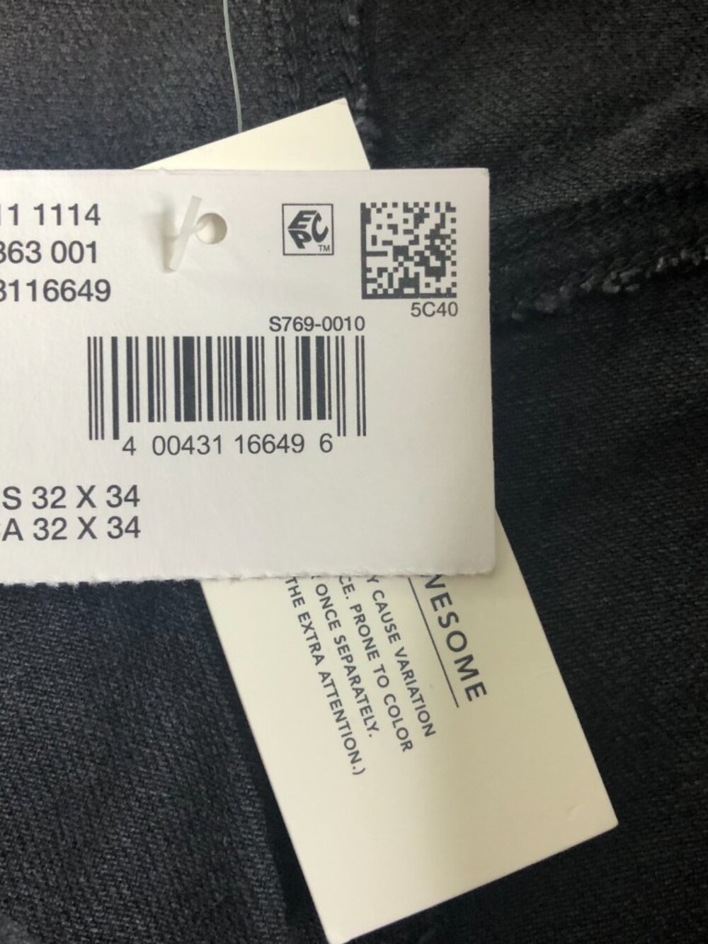 American Eagle Airflex+ Jeans Mens 32x34 Black Baggy Loose Skate Stretch - Picture 5 of 13